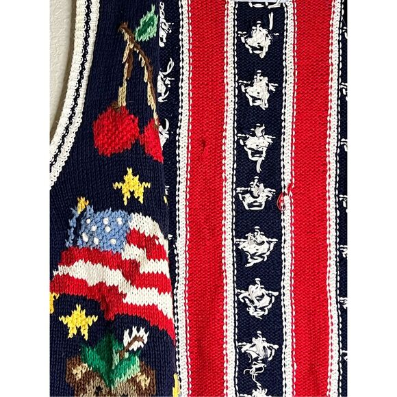 Signature By Northern Isles American 4th Of July Hand Knit Sweater Vest M - Picture 6 of 8